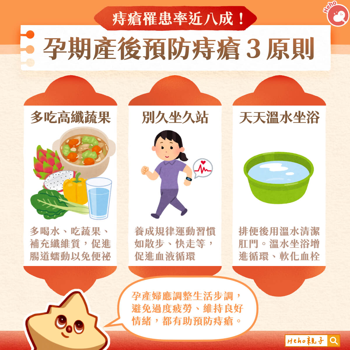 痔瘡罹患率近八成！孕期產後預防痔瘡３原則