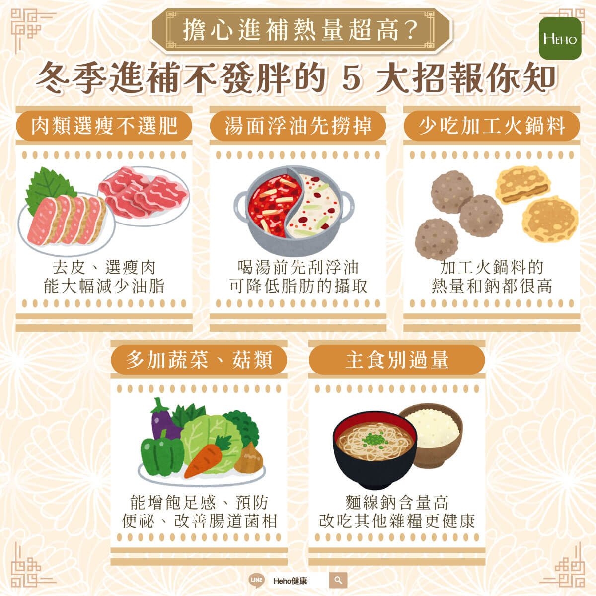 圖解＿冬季進補熱量排行＋不發胖-5-招