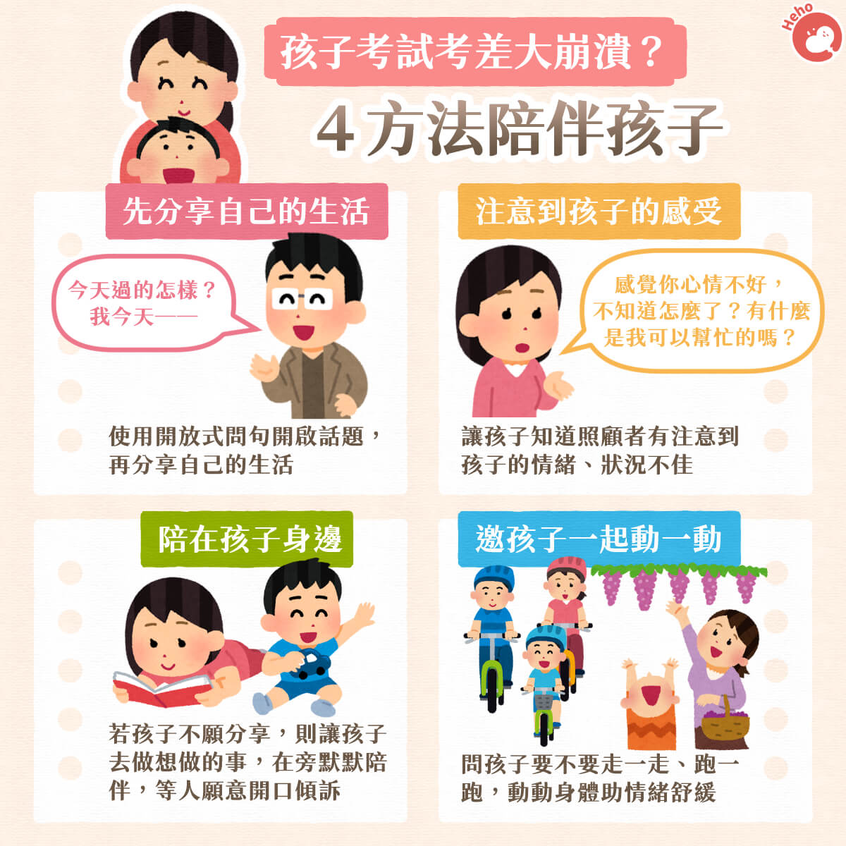 考試考不好大崩潰？４方法陪伴孩子